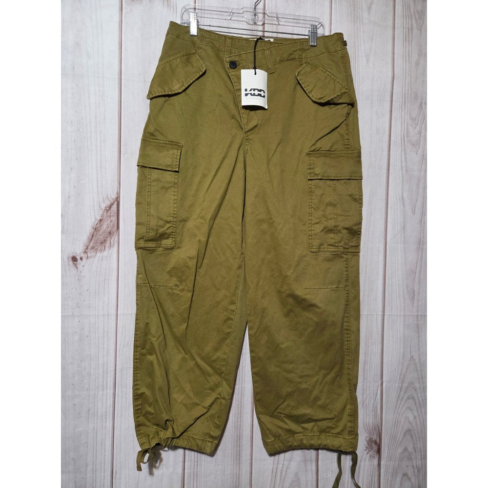 KBB by Kahlana NWT Brown‎ Olive Green Cargo Pants Crossover Waist Womens M